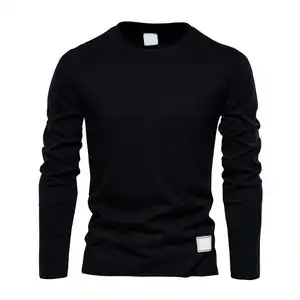 WHOLESALE CUSTOMIZED COTTON LONG SLEEVE T-SHIRT FOR MEN SOLID SPRING CASUAL MEN'S T-SHIRTS HIGH QUALITY MEN CLASSIC CLOTHES