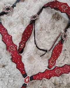 Lujo personalizado Premium Western Horse Headstall pecho Collar hecho a mano cuero diamantes de imitación diseño de alta calidad equitación ecuestre - Product Image 1