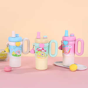 Gobelet isotherme chaud et froid en acier inoxydable de 900 ml avec motif arc-en-ciel classique pour la rentrée des classes des enfants, inclut un couvercle avec paille et bec verseur - Product Image 2