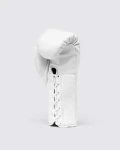 Gants de boxe professionnels Fly White Logo personnalisé Tous gants de boxe en cuir blanc pour l'entraînement, le combat et l'entraînement avec sac lourd - Product Image 3