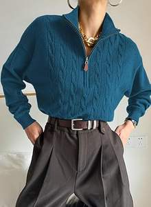 คาร์ดิแกนถักด้านหน้าสำหรับผู้หญิงเสื้อผ้าลำลองแขนยาวทรงหลวมดีไซน์คลาสสิกใหม่ล่าสุด - Product Image 2