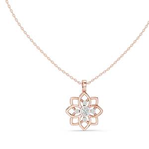 Collar con Colgante Floral de Diamante CVD EF VVS-VS de 0.45 CT, Creado en Laboratorio, Opciones de Oro de 18K, 14K, Oro Rosa, Amarillo y Blanco, Elegante - Product Image 1