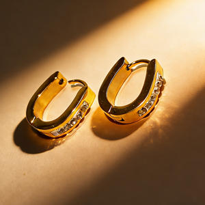 Pendientes de Aro de Acero Inoxidable para Mujer, con Zirconia, Estilo Vintage, Color Oro 18K y Plata, Joyería Elegante - Product Image 5