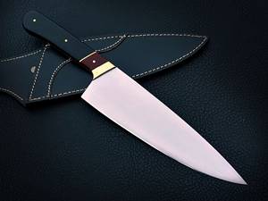 Venta al por mayor de calidad superior OEM mejor cuchillo de Chef hecho a mano Damasco Acero inoxidable mango de madera DIY grado personalizado Funda de cuero - Product Image 4