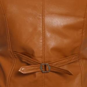 Chaleco de vaquero de cuero genuino para hombre, cuello en V, estilo Vintage, lona transpirable, traje de invierno informal, último diseño - Product Image 6