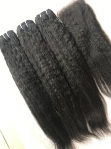 Paquets droits crépus humains vierges avec fermetures 4x4 cuticule alignée Remy brut brésilien non transformé DHL Express cheveux en gros - Product Image 3