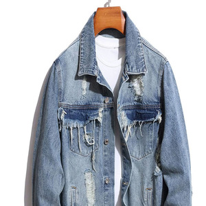 เสื้อแจ็กเก็ตยีนส์ขาดสำหรับผู้ชายเสื้อโค้ทยีนส์ปักลายแบบย้อนยุคแนวสตรีทแฟชั่นมีกระเป๋าสำหรับผู้ชาย - Product Image 2