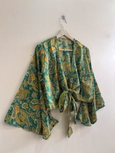 Nouveau haut court en soie style rétro pour femmes, manches cloche, style années 90 - Product Image 4