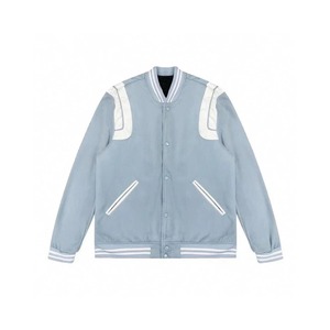 Men's Women's Baseball Uniform Inspired Genuine Leather Wool Coat Stand High Street Short Jacket Fashionable Couple Clothes - Product Image 2