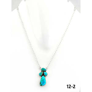 Collier en forme de goutte d'eau en turquoise et argent sterling, style Southwest South Hill - Product Image 2
