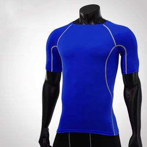 Vêtements de course à compression pour hommes 2025, matière polyester et élasthanne, col rond, respirant, manches courtes, coupe ajustée, t-shirts de sport - Product Image 2