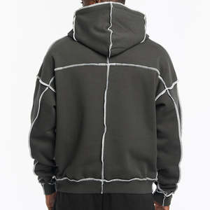 Sudadera con Capucha de Diseñador al por Mayor, Sudaderas Cortas Oversize de Alta Calidad 320g, Sudadera Corta Personalizada de Manga Larga Estilo Urbano para Hombre Tallas Grandes - Product Image 5