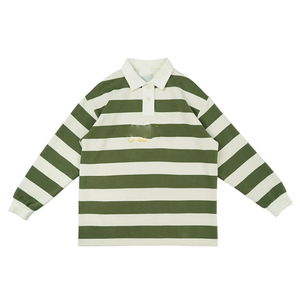 Polo de rugby de manga larga con rayas en contraste para hombre con logotipo personalizado para hombre - Product Image 1