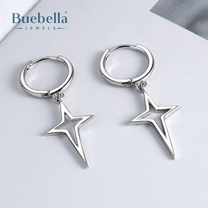 Pendientes colgantes de estrella de cuatro puntas chapados en oro de 18 quilates de plata de ley 925 hechos a mano, joyería de boda estilo Hip Hop para hombre, moissanita - Product Image 3