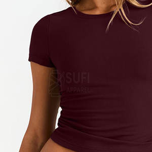 Top Corto de Mujer, Cuello Redondo, Ajustado, Elástico, Tejido Sin Costuras, 100% Poliéster y Spandex, Transpirable, con Logotipo Frontal, para Gimnasio y Yoga - Product Image 6