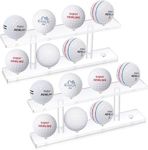 Lot de 2 présentoirs pour balles de golf en acrylique transparent | support à double couche pouvant contenir 8 balles chacune | étui de table pour balles de golf ou de ping-pong - Product Image 1