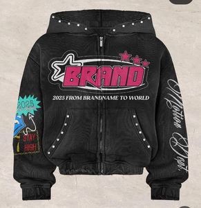 Conjunto de Ropa Deportiva para Niños, Estilo Urbano, Lavado Ácido, Sudadera Holgada y Pantalones Apilados con Estampado DTG, Sudadera Corta y Acampanada para Niños - Product Image 2