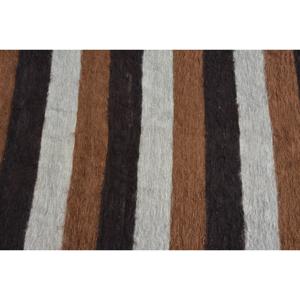 Vintage Rug, Accent 2.8x6.2 ft Turkish Rug, <b>Brown</b> White Moroccan <b>Wool</b> Rug - Product Image 5