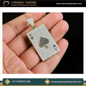 Collier ras de cou en argent sterling 925 avec plaque carrée, style hip-hop, diamant moissanite VVS incrusté, pendentif charme as de pique de poker - Product Image 2