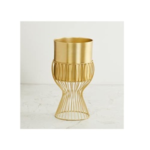 Soporte de maceta dorado vintage con soporte de planta de maceta de metal forma redonda para interiores y exteriores decoración perfecta para la sala de estar - Product Image 1