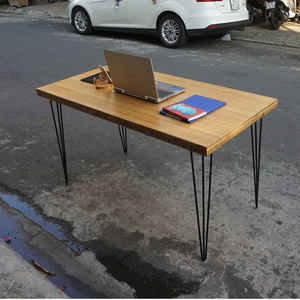 BFHB019-Executive <b>Desk</b> with 70x140cm Melamine Wood Top 50mm Thick Bamboo Luxury & Minimalist Industrial Design - Product Image 6