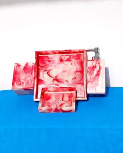 Marble Bathroom Accessory Set Soap Dish Dispenser <b>Tumbler</b> Tray Set of 4 Latest Contemporary Bathroom Articles In Low MOQ - Product Image 5