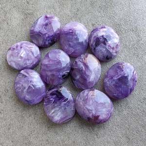 มาใหม่พลอย Charoite ธรรมชาติ10X14mm ขัดสูงรูปไข่ Cabochon แบนกลับหลวมอัญมณีทำขายส่ง - Product Image 2