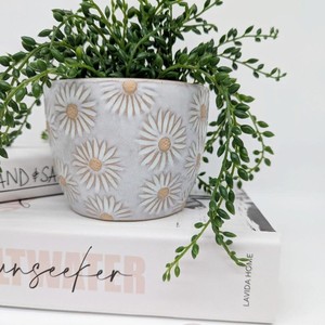Hot Selling White Embossed <b>Flowers</b> <b>Flower</b> <b>Pot</b> | <b>Pots</b> for Plants | With Drainage Hole | Gardening Gifts - Product Image 5