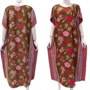 Chrysanta mujer cómoda de gran tamaño rayón ropa de dormir diario hogar traje cintura elástica suave de talla grande rayón casa vestido de verano - Product Image 3