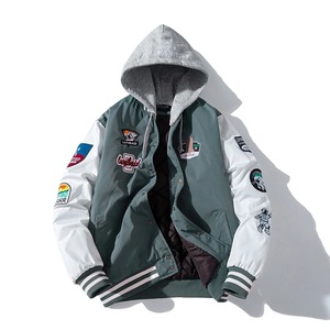 Invierno béisbol americano calle moda Hip Hop estilo lona Varsity chaqueta para hombres mujeres jóvenes de talla grande plumas letras insignias - Product Image 6