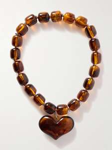 <b>Amber</b> Resin Heart Statement <b>Pendant</b> Necklace with Chunky Resin Beads Angel Stylish Handmade Jewelry for Women Daily & Party Wear - Product Image 2