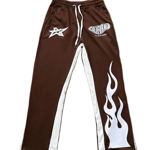 Pantalones de chándal de pierna recta de alta calidad, pantalones de chándal transpirables, pantalones de chándal holgados, pantalones de hombre a rayas curvas rectas - Product Image 1