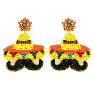 Hermosos pendientes de diseñador para mujeres y niñas con 100% cuentas de vidrio y patrones bordados a mano en multicolor vibrante - Product Image 1