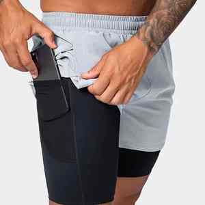 Pantalones Cortos Deportivos de Compresión Personalizados al por Mayor 2025 para Hombre, 2 en 1, Sólidos, de Secado Rápido, de Poliéster, para Correr, Hacer Ejercicio, Estilo Informal - Product Image 3