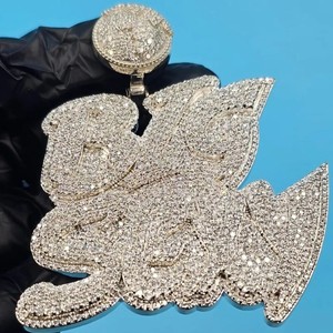 จี้เพชรโมอิสซาไนต์ VVS แบบ Iced Out สั่งทำตัวอักษรเริ่มต้นได้ ดีไซน์หรูหราสไตล์ฮิปฮอป วัสดุเงินแท้ 925 สำหรับทุกเพศ - Product Image 5