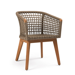 Mobilier extérieur de salle à manger pour jardin et terrasse, café, chaises en bois de teck avec corde Oceanic - Maudi - Product Image 4