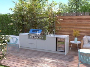 Vente chaude 2024 <span class=keywords><strong>Cuisine</strong></span> extérieure modulaire en métal Dorene avec barbecue et réfrigérateur intégrés, bar pour usage domestique - Product Image 5