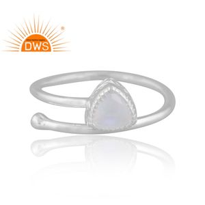 New Design Sterling Silver Natural Rainbow <b>Moonstone</b> Gemstone Ring Custom Design Jewelry For Women Gift For Her - Product Image 3
