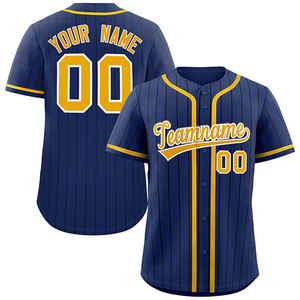 Vente en gros Vêtements de sport à rayures avec logo cousus sur mesure Chemises de baseball 2025 Tendance Bas quantité minimale de commande Séchage rapide Respirant Maillots de baseball pour hommes - Product Image 1