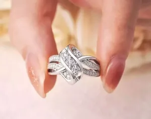 แหวนทองคำขาวประดับเพชร14K สีขาวเงินแท้ tishya แหวนแต่งงานวินเทจของผู้หญิงของขวัญงานหมั้นของขวัญวันครบรอบ - Product Image 4