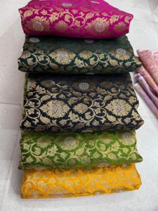 Lujo 100% seda Jacquard brocado tela de satén tejido rico acabado brillante para Sherwanis Sarees vestidos de noche decoración del hogar - Product Image 2