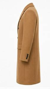 <b>Men's</b> Long <b>Camel</b> Double Breasted Woolen Trench Coat Wool Viscose Woven <b>Overcoat</b> with Flap Pockets Regular Fall Winter - Product Image 5