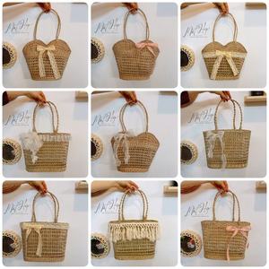 Sac mini en paille de jonc de mer tissé, sac fourre-tout écologique, sac à main fait à la main pour un usage quotidien décontracté en été - Product Image 4