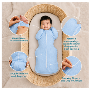 Gigoteuse de luxe Hippo Baby bleu ciel 100% coton premium ultra doux et respirant pour nouveau-né - Product Image 6