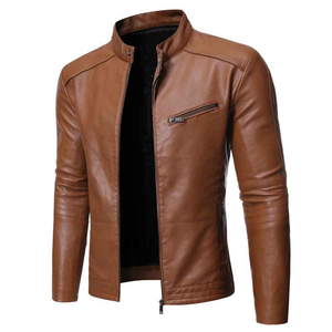 Professionnel hommes rouge cuir vestes Slim Fit Pu moto vestes nouvelle mode mâle fermeture éclair cuir manteaux printemps vestes décontractées - Product Image 4