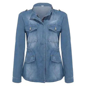 Abrigo de Invierno de Mezclilla Gruesa de Alta Gama, Acabado Clásico Lavado a la Piedra, Chaqueta Larga de Estilo Urbano Extragrande, Ropa Exterior Informal para Mujer - Product Image 2