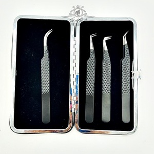 Marque privée Noir mat Isolation à 90 degrés Incurvé Volume russe Ensemble de pinces à cils Fibre de beauté en acier inoxydable - Product Image 2