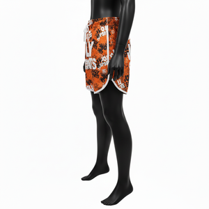 Shorts Deportivos para Mujer, 200 GSM, Nailon y Spandex, Color Naranja Brillante, Panel Lateral con Estampado Personalizado, Logotipo Impreso - Product Image 3