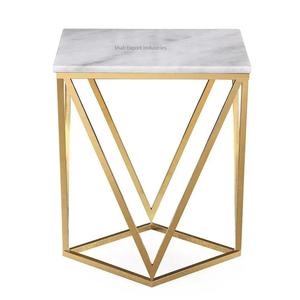 Nueva llegada mesa auxiliar de alambre de Metal elegancia chapada en oro para sala de estar muebles de dormitorio mesas laterales redondas resistentes - Product Image 5