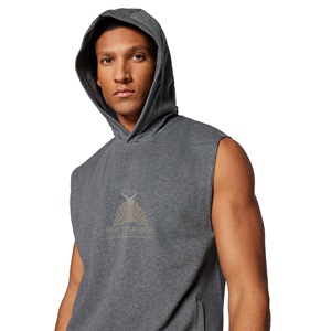 Wholesale ODM <b>Men's</b> Workout Gym <b>Hoodies</b> Custom Logo Design 100% Cotton <b>Sleeveless</b> Muscle Stringer Hooded Tank Tops for Sports - Product Image 4
